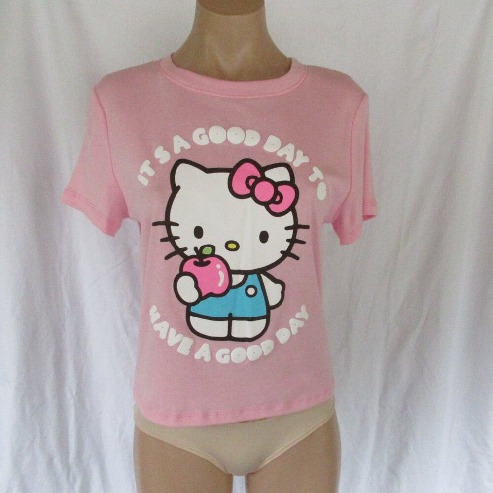 Hello Kitty Sanrio tee shirt kids Large pink "It's a good day to have a good day
